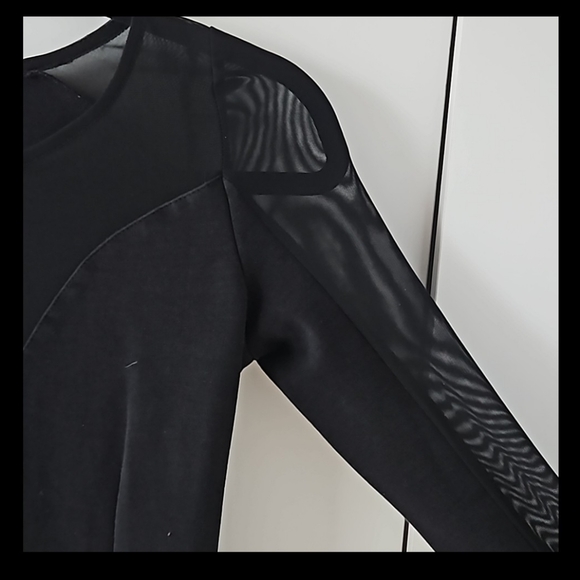 Guess Black long mesh sleeve bodycon mini dress - Picture 4 of 8